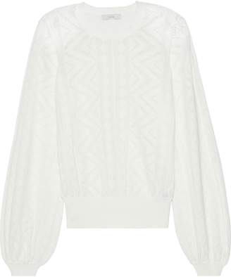 Joie Jaeda Pointelle-knit Cotton And Cashmere-blend Sweater
