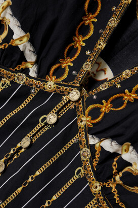 Camilla Crystal-embellished Printed Organic Cotton-poplin Shirt Dress - Black