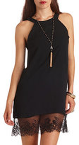 Thumbnail for your product : Charlotte Russe Lace-Trim Chiffon Halter Shift Dress