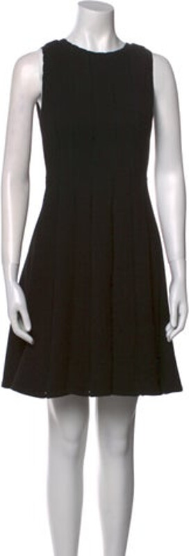 Rebecca Taylor Crew Neck Mini Dress Rebecca Taylor A-Line Dress Black Scalloped & Eyelet Accents Sleeveless with Crew Neck Concealed Zip Closure at Back Designer