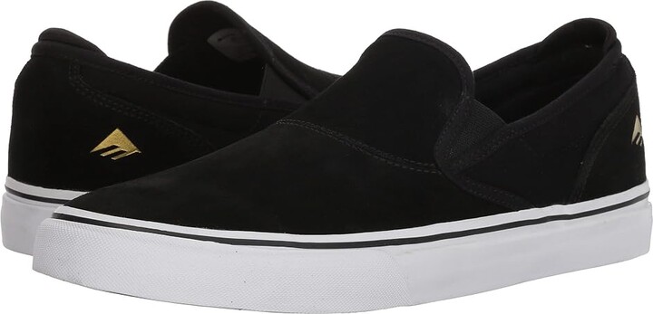 Emerica Wino G6 Slip-On Men's Skate Shoes Black/White/Gold : 10 D - Medium, Canvas/Suede