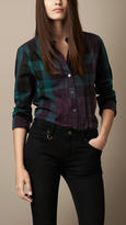 Thumbnail for your product : Burberry Check Cotton Pleat Detail Shirt