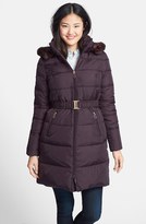 Thumbnail for your product : T Tahari 'Mali' Belted Down & Feather Fill Walking Coat with Faux Fur Trim (Regular & Petite)