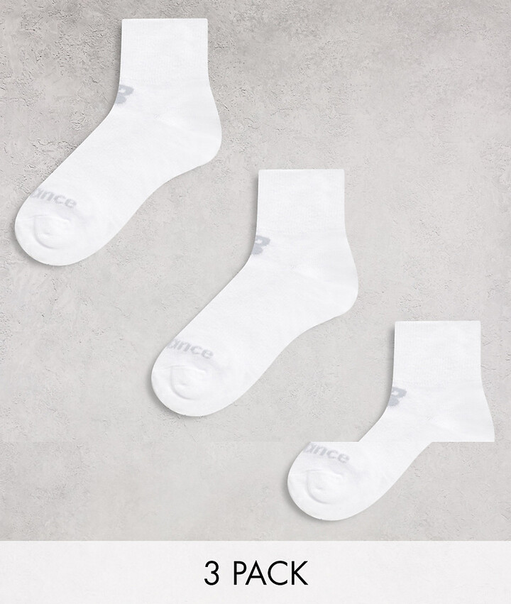 New Balance 3 pack ankle socks in white - ShopStyle