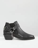 Thumbnail for your product : Selected Rock Grained Harness Leather Ankle Boots