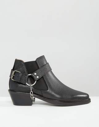 Selected Rock Grained Harness Leather Ankle Boots