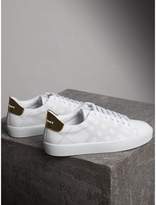 Thumbnail for your product : Burberry Perforated Check Leather Trainers