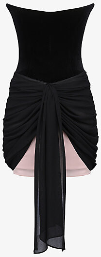 House Of CB Womens Black Clara Velvet and Chiffon Mini Dress S (A-C Cup)