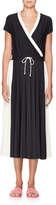 Thumbnail for your product : Valentino Short-Sleeve Faux-Wrap Bicolor Jersey Midi Dress