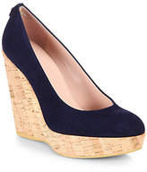Thumbnail for your product : Stuart Weitzman Suede Cork Wedge Pumps