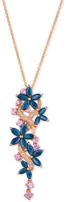 LeVian Multi-Sapphire (3-3/8 ct. t.w.) & Diamond (1/10 ct. t.w.) Pendant Necklace in 14k Rose Gold