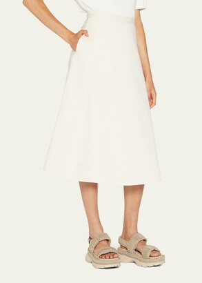 Moncler Cotton A-Line Midi Skirt w/ Pockets