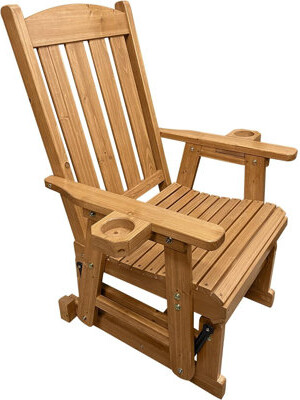 Lark Manor Wooden Patio Glider for One Person with High Back and Deep Contoured Seat