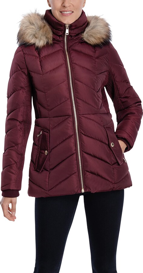 London Fog Women's Short Puffer Jacket with Detachable Faux Fur Hood -  ShopStyle