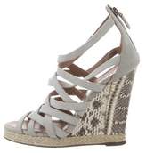 Thumbnail for your product : Barbara Bui Snakeskin-Trimmed Crossover Wedges