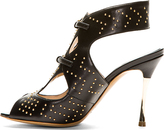 Thumbnail for your product : Nicholas Kirkwood Black Leater Cut-Out Studded Platino Heels