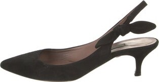 Tabitha Simmons Suede Bow Accents Slingback Pumps