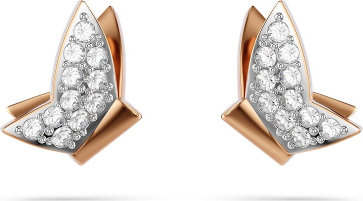 Swarovski Idyllia Lilia stud earrings Butterfly White Rose gold-tone plated