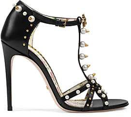 Gucci Women's Regina Leather T-Strap Sandals - Black