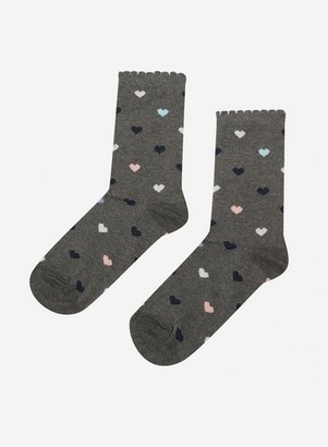 Dorothy Perkins Womens Grey Heart Print Socks, Grey