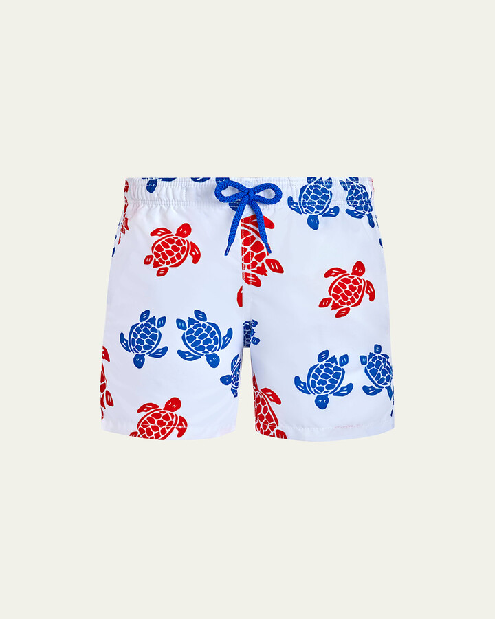 Boy's Multicolor Turtle-Print Swim Shorts, Size 2-14