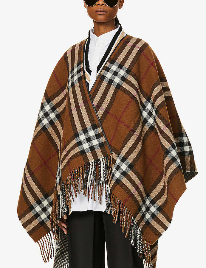 Burberry Reversible oversized wool cape - ShopStyle