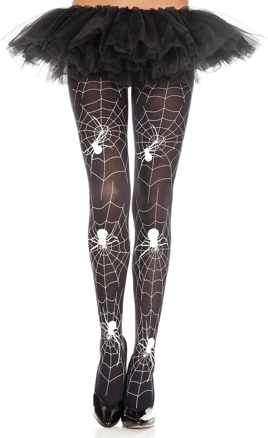 Music Legs Women’s Women’s Spider web print pantyhose 37021-BLACK/WHITE
