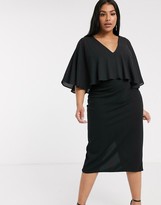 Thumbnail for your product : ASOS Curve DESIGN Curve woven cape midi pencil dress