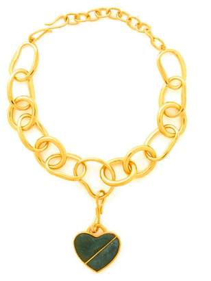 Lizzie Fortunato Porto Heart Gold Plated Necklace - Womens - Green