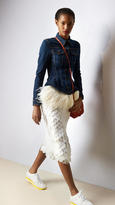 Thumbnail for your product : Burberry Wasp Waist Denim Jacket with Ostrich Feathers