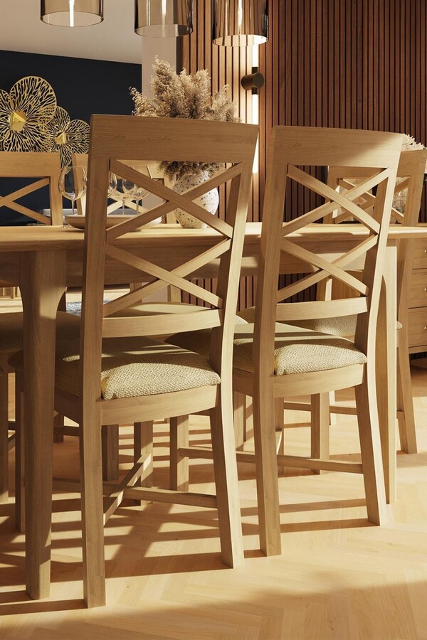 FWStyle Solid Oak Cross Back Natural Dining Chairs Set Of 2 ShopStyle