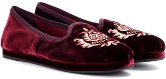 Miu Miu Embroidered velvet loafers