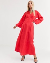 Thumbnail for your product : ASOS DESIGN DESIGN maxi dress with puff sleeves in jacquard