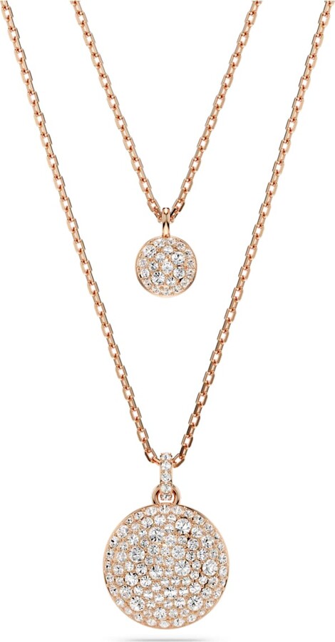 Swarovski Sublima layered pendant White Rose gold-tone plated