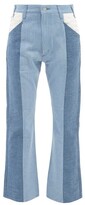 Thumbnail for your product : Kuro High-rise Panelled Flared-leg Jeans - Blue White