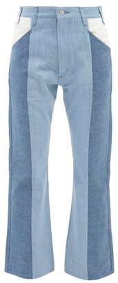 Kuro High-rise Panelled Flared-leg Jeans - Blue White