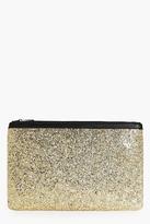 Thumbnail for your product : boohoo Orla Oversize Zip Top Glitter Clutch