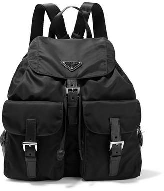 Prada Vela Large Leather-trimmed Shell Backpack