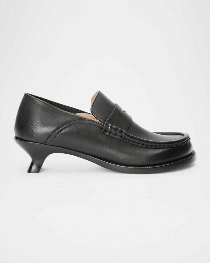 Loewe Campo Leather Kitten Penny Loafers