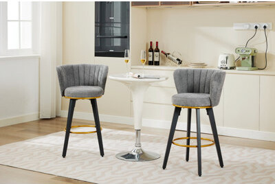 Latitude Run 2 Pieces Counter Height Bar Stools 360° Swivel Upholstered Barstools With Metal Legs