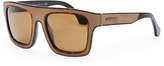 Thumbnail for your product : Balenciaga Square Straight Brow Lizard-Embossed Sunglasses, Dark Havana/Brown