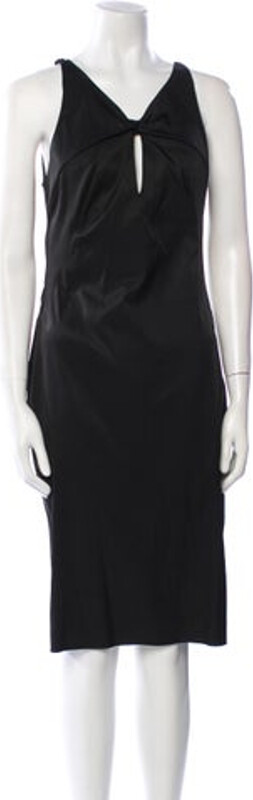 Gucci Shift Dress Black Sleeveless with V-Neck Concealed Zip Closure at Side Designer