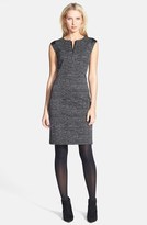 Thumbnail for your product : Lafayette 148 New York 'Zelina' Faux Leather Trim Jacquard Dress