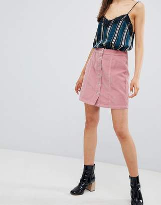New Look Button Through Cord Mini Skirt