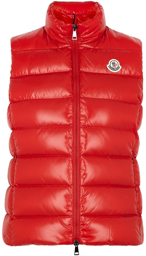 moncler red body warmer