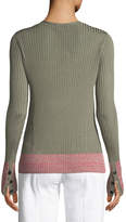 Thumbnail for your product : Rag & Bone Alyssa V-Neck Long-Sleeve Ribbed Sweater w/ Contrast Hem