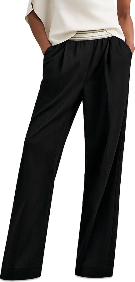 Reiss Camelia Waistband Wide Leg Pants