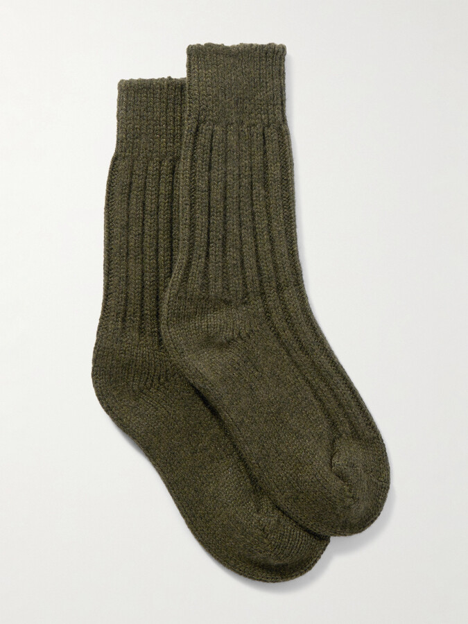 The Elder Statesman - Yosemite Ribbed Cashmere Socks - Green