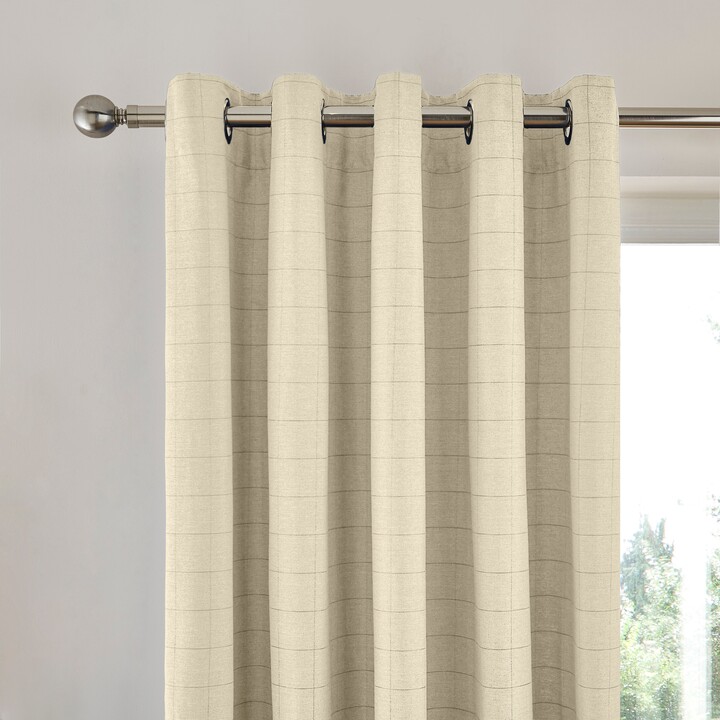 Dunelm Recycled Burley Check Mushroom Eyelet Curtains Mushroom - ShopStyle