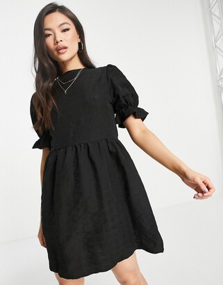 NA-KD puff sleeve smock dress in black - ShopStyle